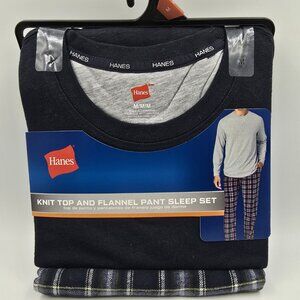 Hanes Mens Knit Top and Flannel Pant Sleep Set Size Medium New with Tags